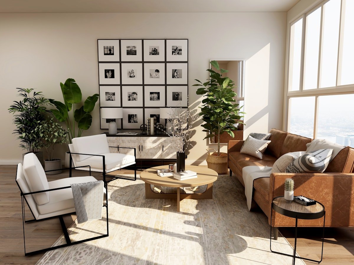 Rug styled in a sunlit living room