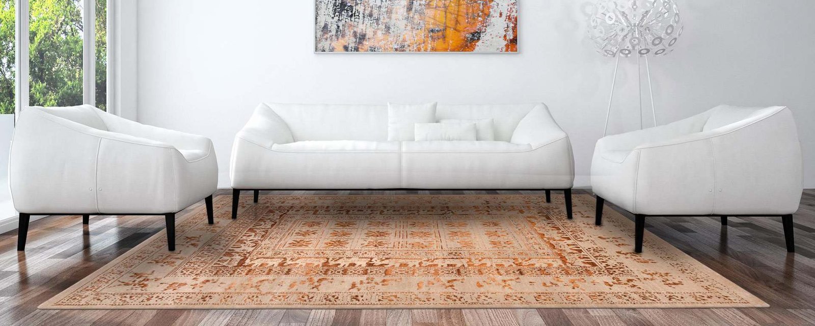 Living room featuring a handcrafted Global Overseas rug
